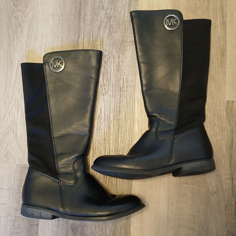 Michael Kors Size 3 Emma Lily Stylish Fashion Black Boots, Kids Girls READ